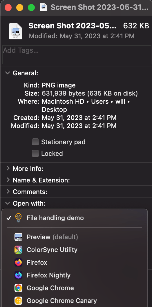 Auswahl des Standardhandlers auf macOS